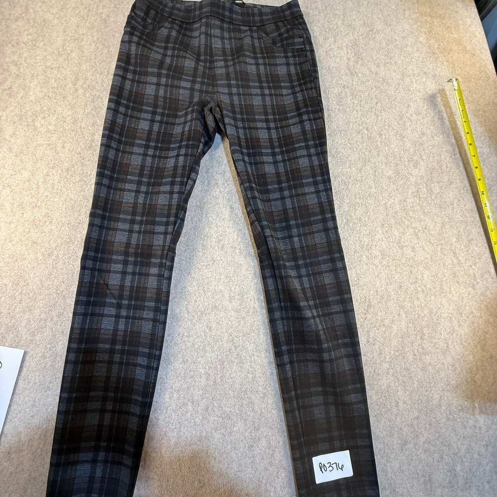 Sanctuary x Anthropologie Plaid Pull On Leggings Grey Brown Check Skinny Pants M
